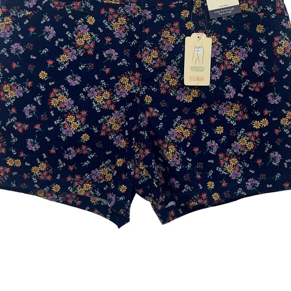 St Johns Bay Floral Shorts Womens 12 Blue New 5" Mid Rise Summer - Picture 5 of 15